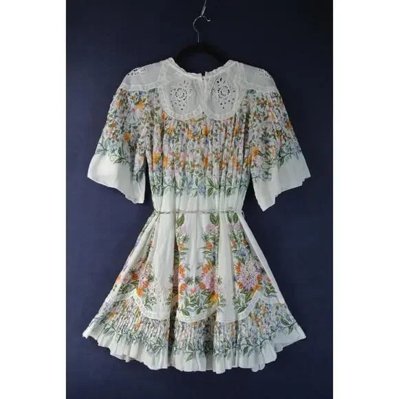 NEW, Farm Rio Sweet Bloom Bouquet Short-Sleeve Mini Dress Sz L #MD822 - Picture 6 of 9